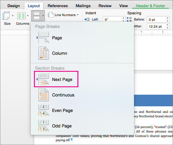 how to insert page in word for mac